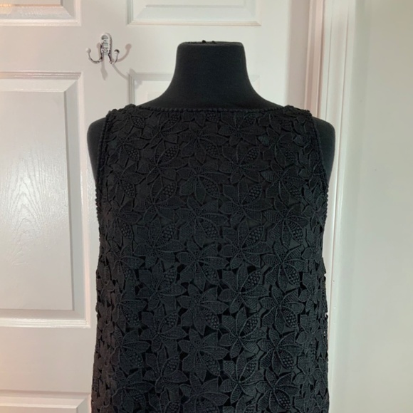 Kate Spade Leaf Lace Black Sleeveless Shift Dress Size 8 - Picture 5 of 13